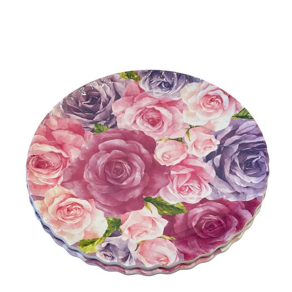 Jolie Fleur Floral Roses Melamine Dinner Plates 11in Set of 4 Spring New - Picture 11 of 16